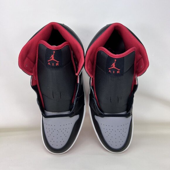 Nike Air Jordan 1 Mid Shoes Black Grey Red White Men’s Size 11.5 - Picture 7 of 10